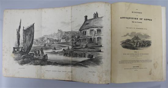 Horsfield, Rev. T.W. - The History and Antiquities of Lewes, 2 vols bound in one, quarto rebound half calf,